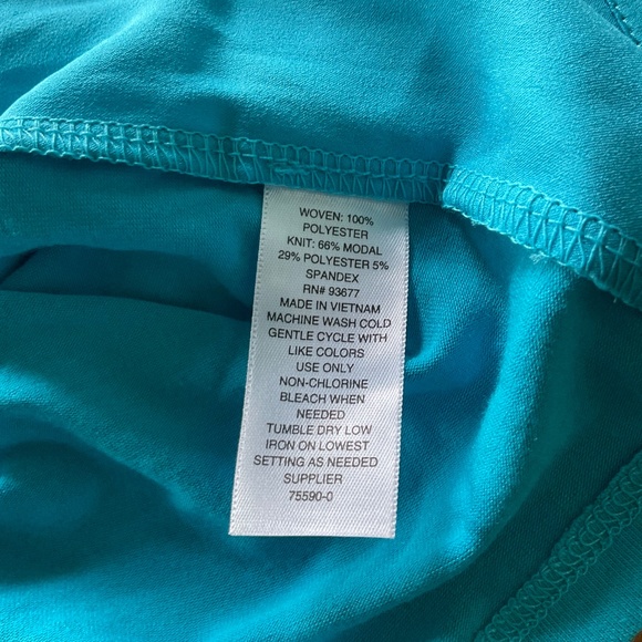 Worthington Satin Teal Blue Short Sleeve Top XL - Picture 4 of 6